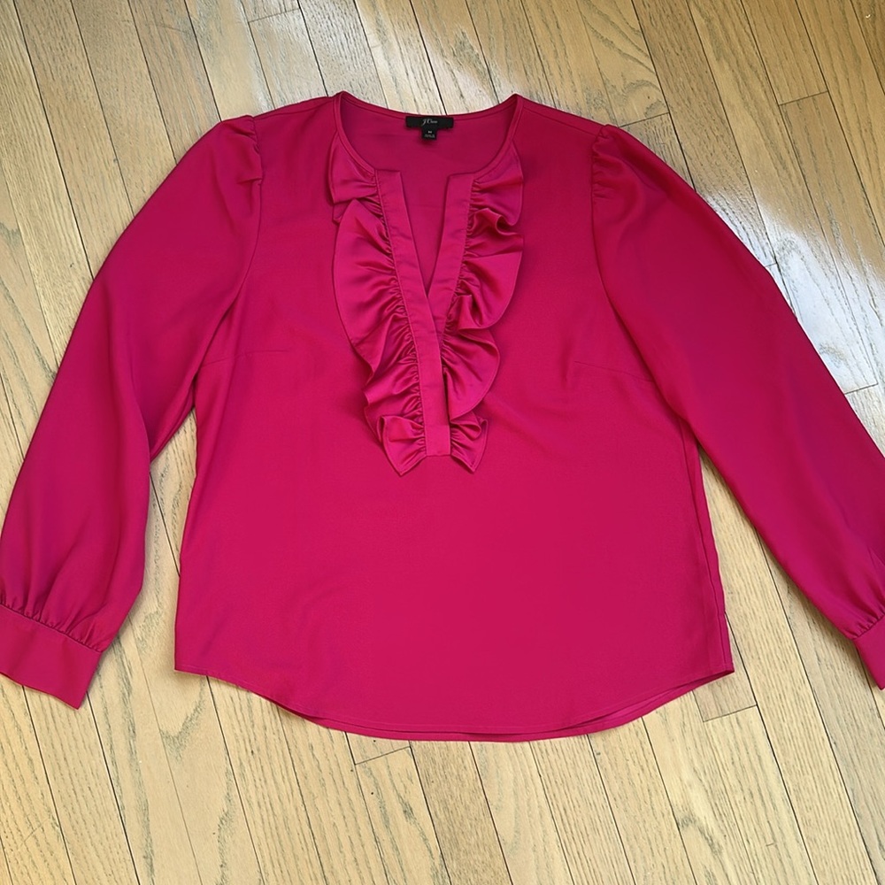 J. Crew - Ruffle Pink Blouse - Picture 2 of 5